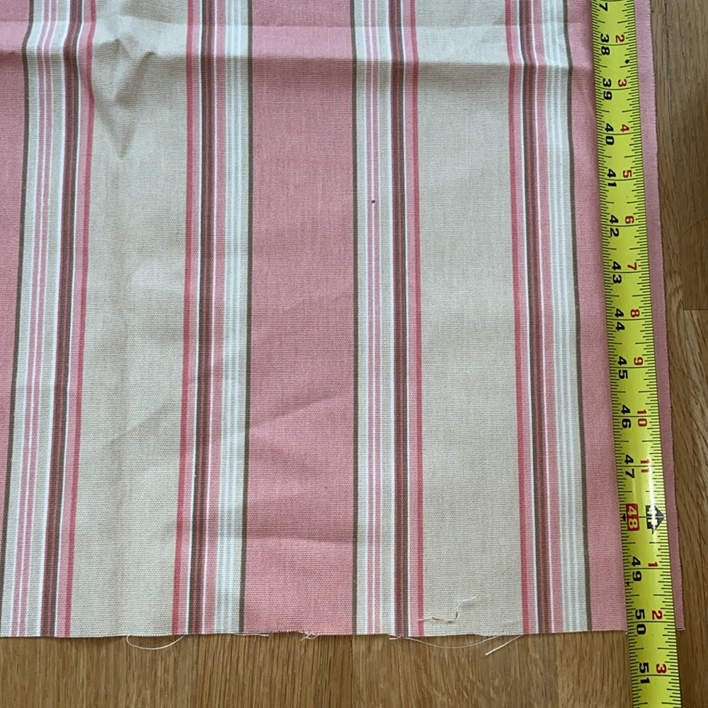 Cotton Canvas Pink Tan Stripe Heavy Upholstery Furniture Fabric Yardage 1.4 yds - Picture 4 of 5